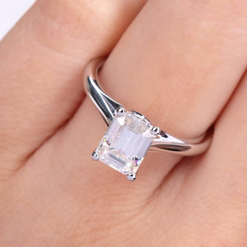 Miadora 1 3/4ct DEW Octagon-cut Moissanite Solitaire Engagement Ring in 10k White Gold