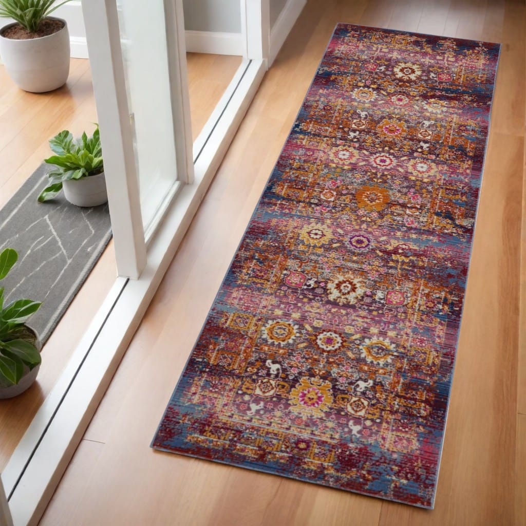 HomeRootsFloral Transitional Runner Area Rug - 72' X '24' X '0.5