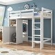 preview thumbnail 18 of 32, Loft Bed Twin Size Wood Loft Bed Frame with Wardrobe Underneath, Kids Bedroom Loft Bed with Ladder and Safety Guardrail White - Twin