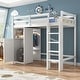 preview thumbnail 8 of 11, Twin Size Loft Bed with Wardrobe, Storage Shelves and Ladder, Solid Wood High LoftBed Frame for Kids Teens Bedroom