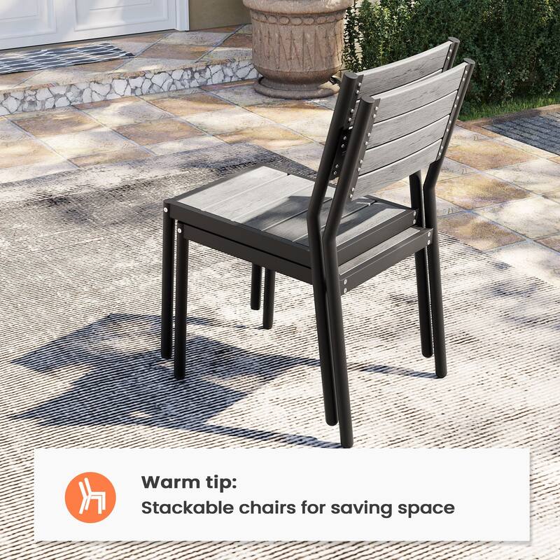 Pellebant Outdoor Patio Dining Set with Stackable Dining Chairs and Bench
