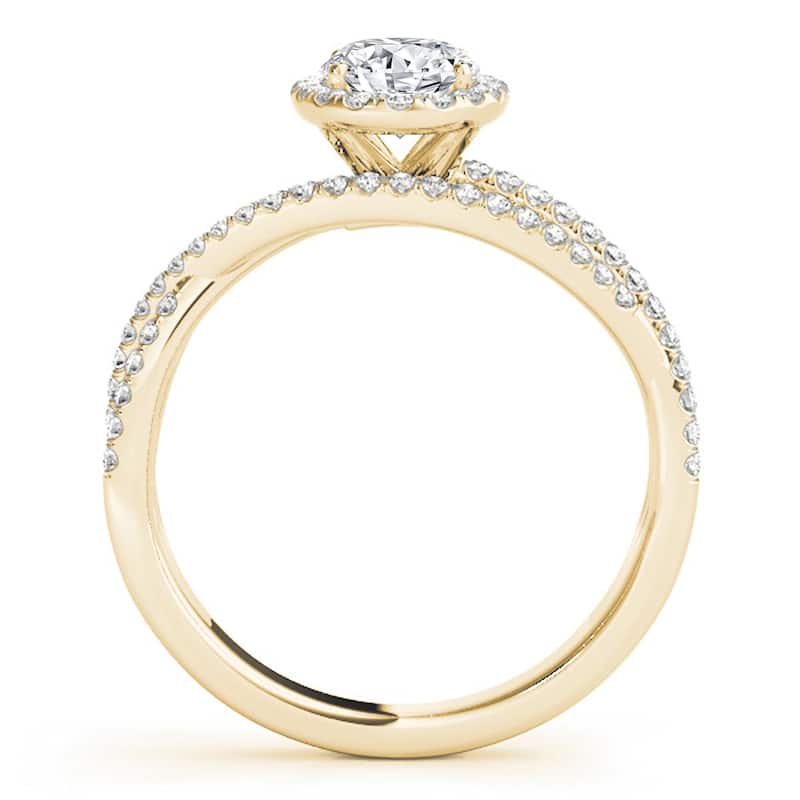 Auriya 14k Yellow Gold Lab Grown Oval Diamond Halo Engagement Ring 0.50 to 5.00 ct. tw. (F-G VS)