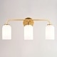 preview thumbnail 10 of 10, Shelby Natural Brass Gold Transitional Lighting Fixture, Frosted White Opal Glass Cylinder Shade, Dimmable, LED Compatible