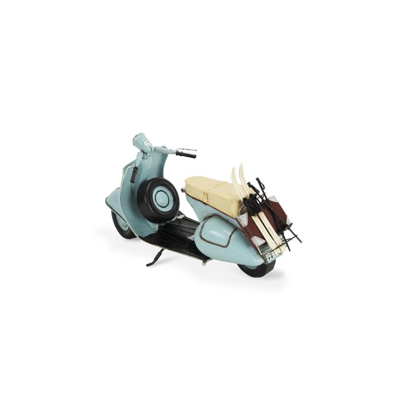HomeRoots 8" Blue and Black Metal Hand Painted Model Motorcycle - 16.9' X '7.9' X '6.3