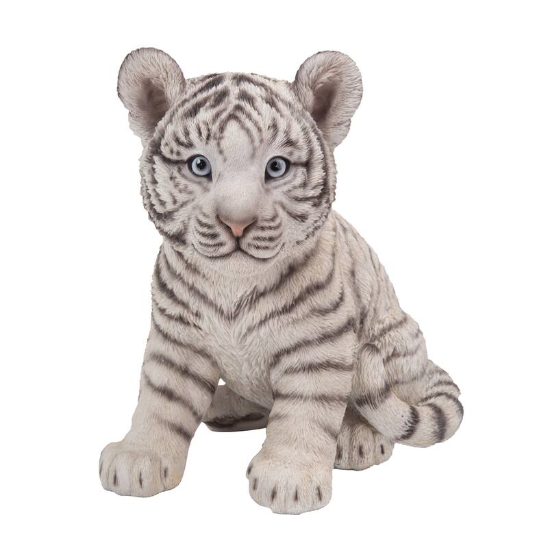 Sitting Tiger Cub Outdoor Garden Statue - 9.5"