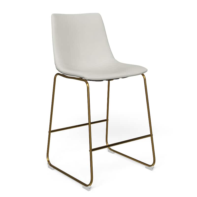 Petra Counter Height Stool with Gold Frame (Set of 2) - White Vegan Leather / Gold Frame