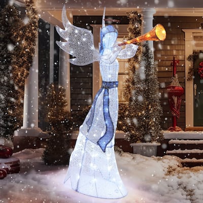 Gymax 5 FT Lighted Trumpeting Angel Light-up Christmas Angel w/ LED - Multi-colors - See Details