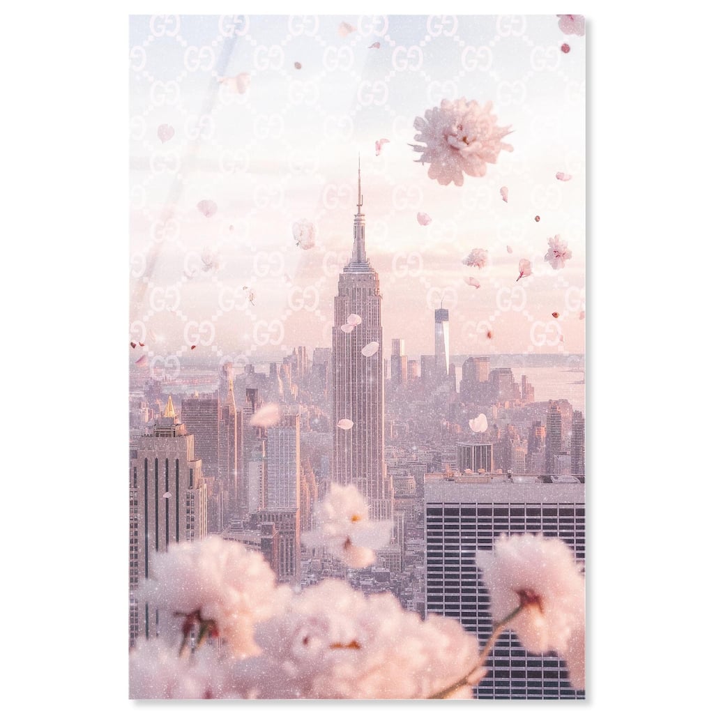 Raining Petals in NYC Acrylic by Art Remedy, Ready to Hang