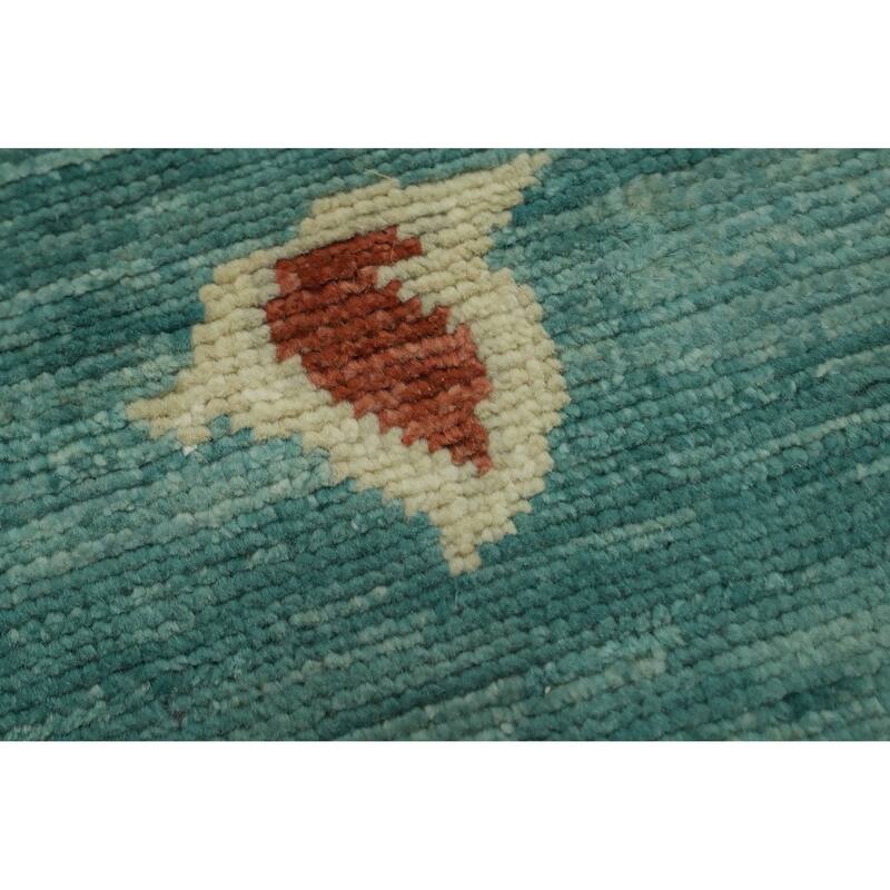 Vegetable Dye Wool Oushak Turkish Area Rug, Floral Geometric Carpet - 10' 11'' X 8' 5''