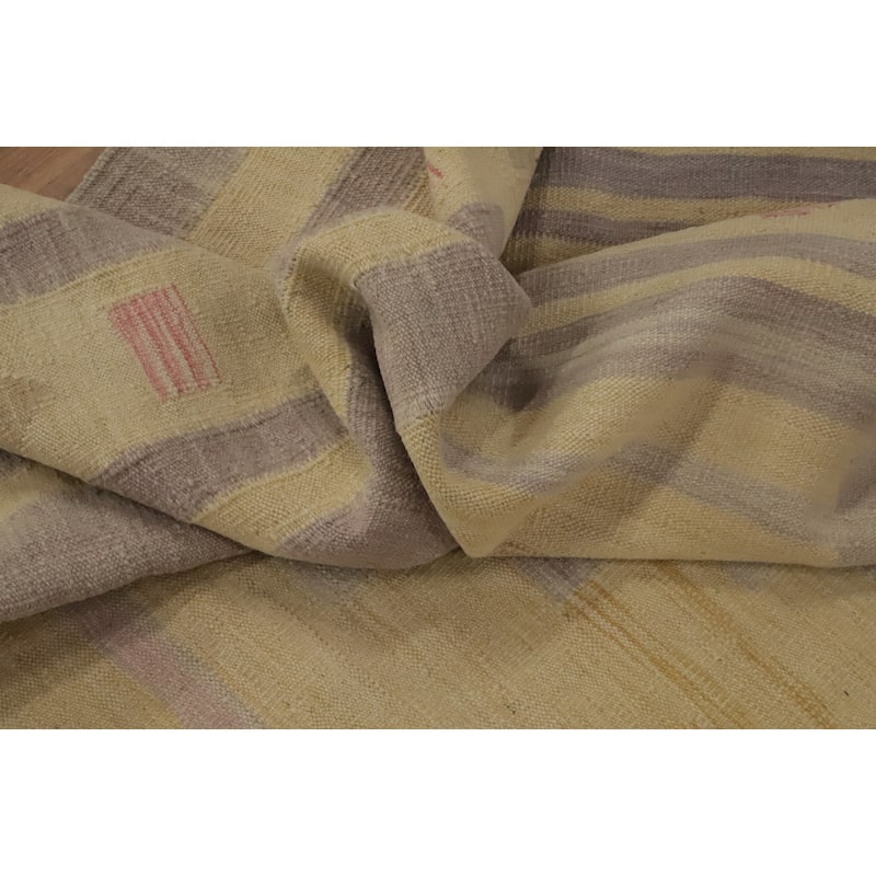 Hand Woven Oriental 100% Wool Carpet Southwestern Tribal Yellow & Gold Kilim Area Rug - 10' 0'' X 8' 2''