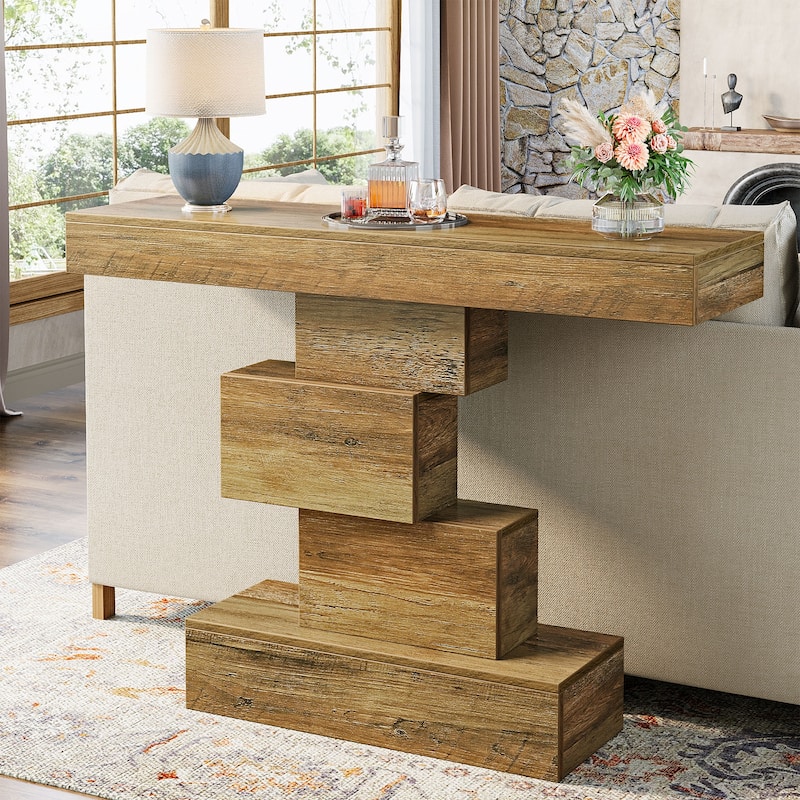 42 Inches Industrial Wood Console Table for Living Room Entryway - 11.8"D x 42.5"W x 31.5"H