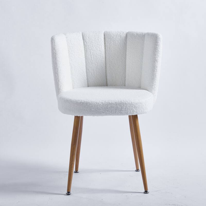 White 23.62" Accent Chairs with Iron Legs (Set of 2)