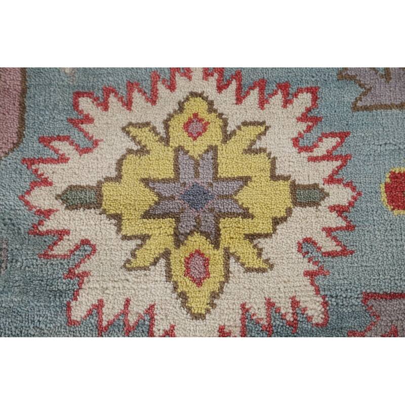 Floral Gray Oushak Area Rug Handmade Wool Carpet - 8'1"x 9'8"