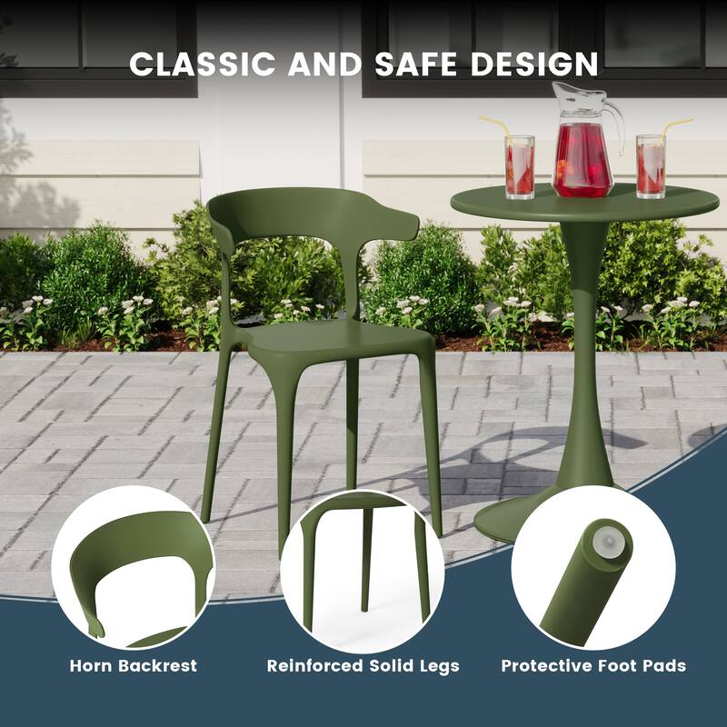 Frond and Form Outdoor Patio Modern Stacking Dining Side Chair (Set of 4)