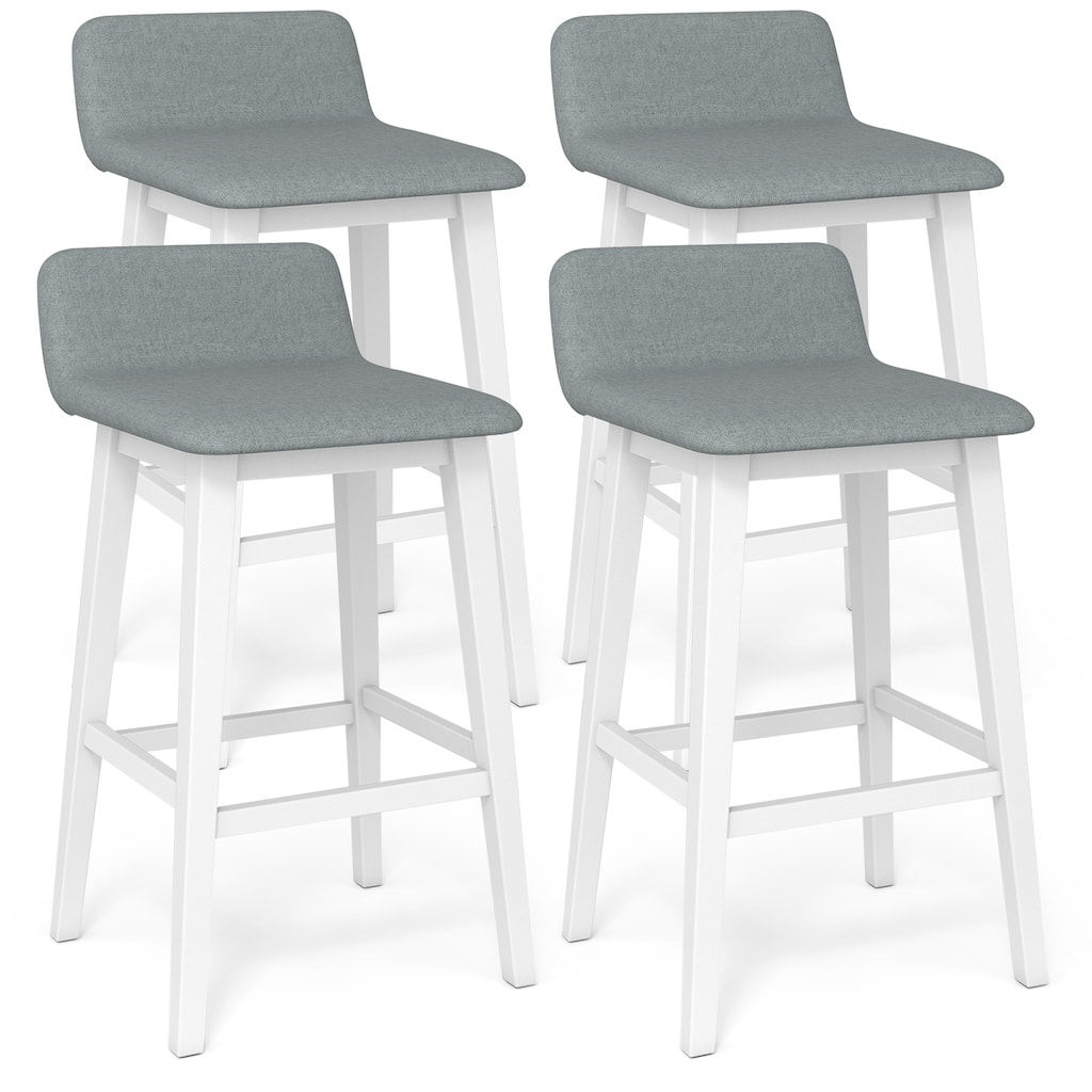 Gymax 2PCS 29'' Upholstered Barstools w/ Low Back Footrest & Wood Legs