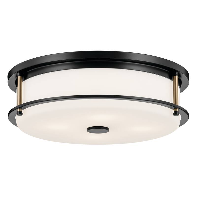 Kichler Lighting Brit 18 in. 4-Light Black and Champagne Bronze Flush Mount Light with Satin Etched Glass