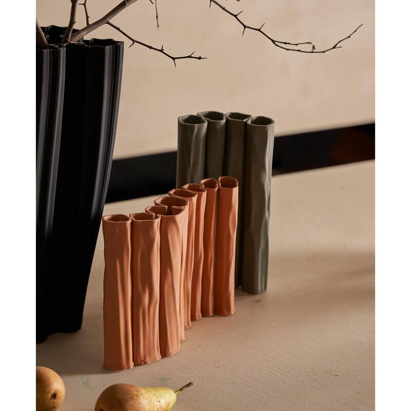 Orange Red 3D Printed Ceramic Vase