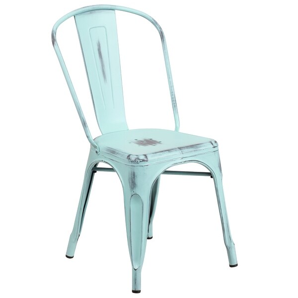 Distressed Metal Indoor-Outdoor Stackable Chair - Kitchen Furniture. Opens flyout.