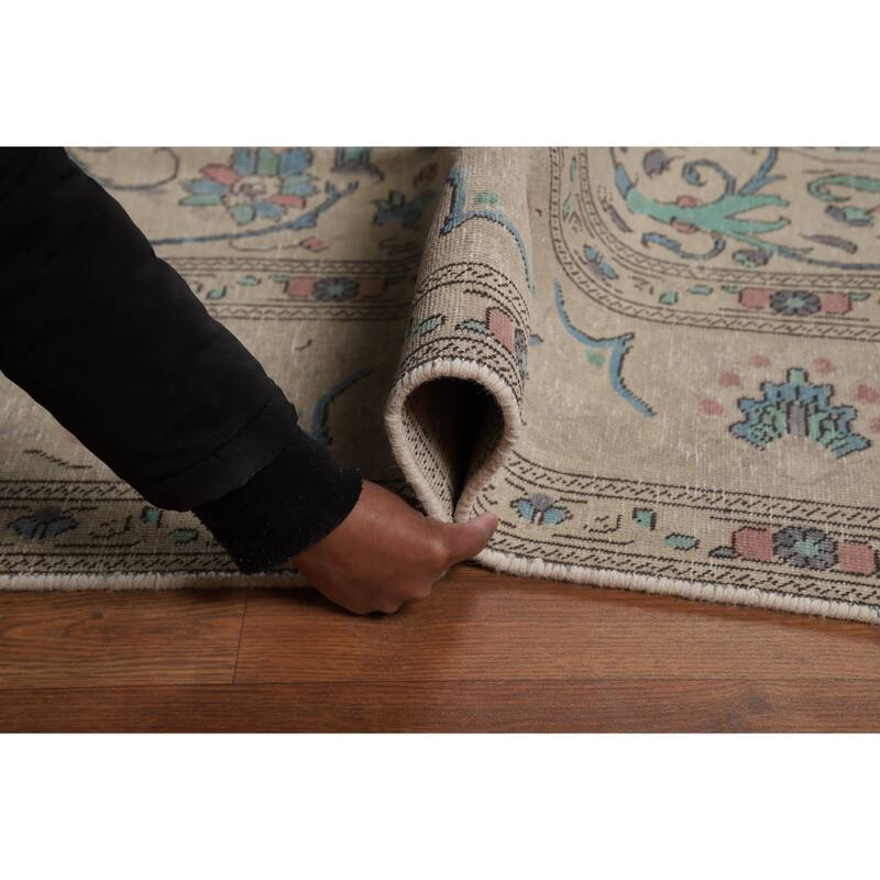 Floral Tabriz Persian Area Rug Traditional Hand-Knotted Wool Carpet - 7'9"x 10'11"
