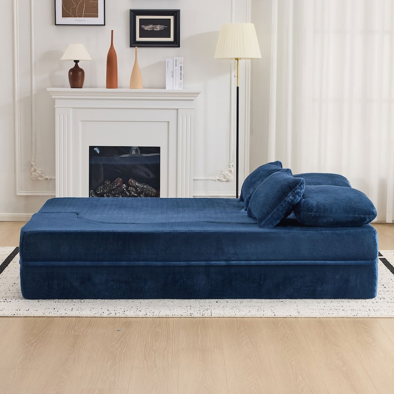 Queen Foldable Sleeper Sofa, Floor Couch Sofa Bed, High-Density Foam Convertible Lounge Sofa Loveseat