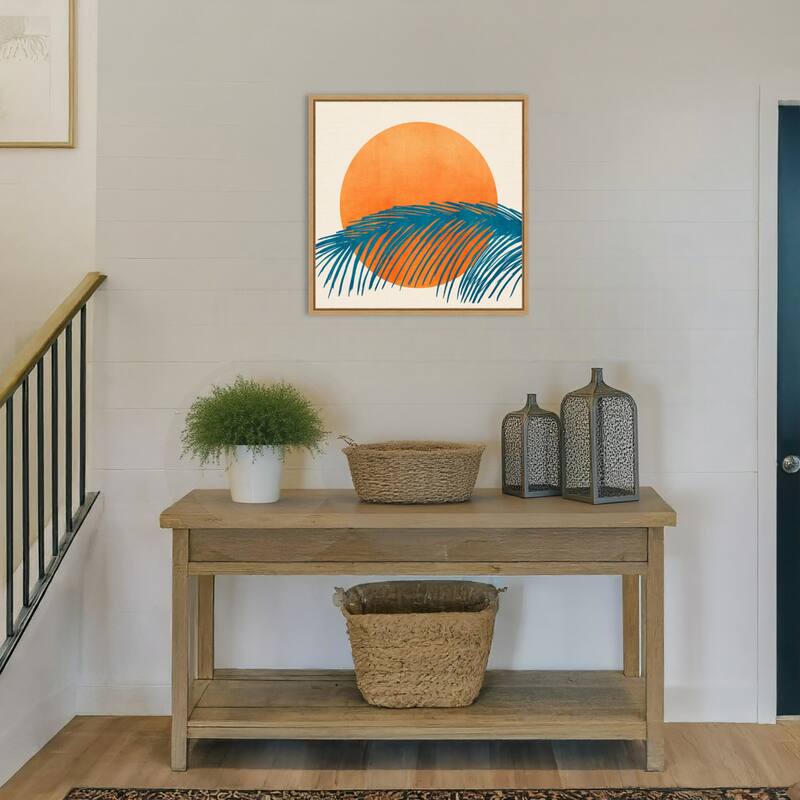 Retro Tropical Sunset by Kristian Gallagher (22 x 22 in.), Framed Canvas Wall Art Print