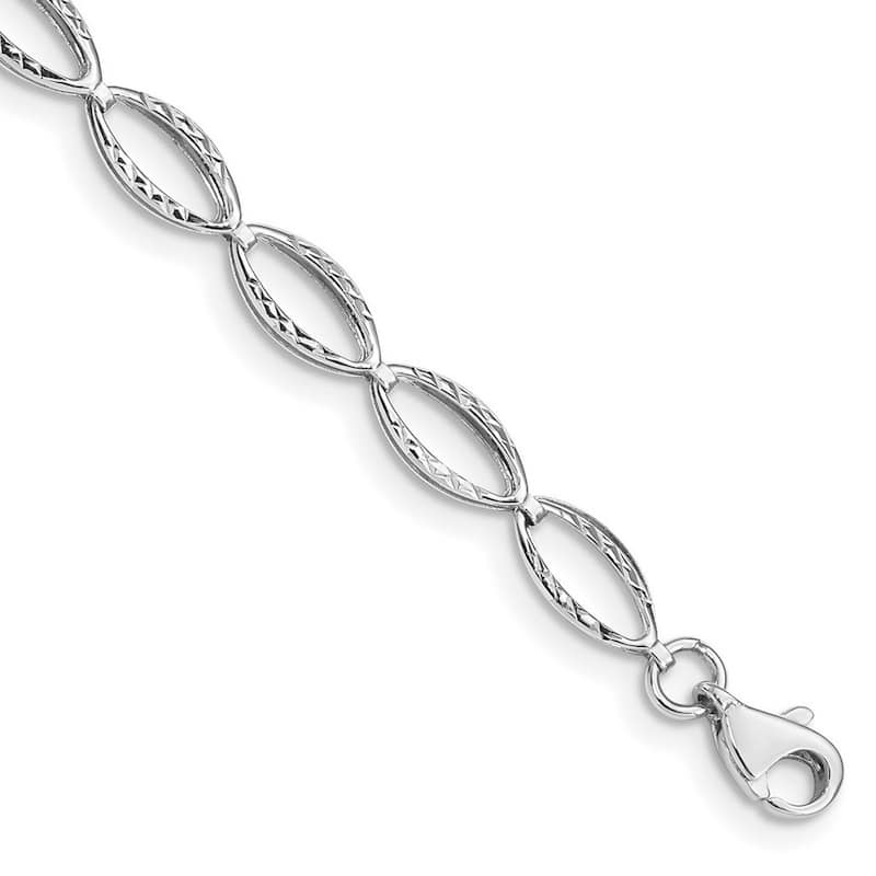 Curata 10k Yellow or White Gold 7.25" 5mm Textured Oval Links Bracelet