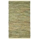 preview thumbnail 47 of 82, SAFAVIEH Handmade Rag Rug Bookem Casual Stripe Cotton Rug with Fringe 4' x 6' - Light Green/Multi - Rectangle