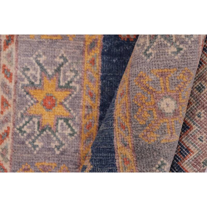 Tribal Kazak Paxton Blue/Gray Wool Rug - 2'0'' x 3'0''