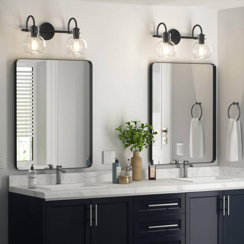 Modern 2/3/4 Bathroom Vanity Lights Clear Globe Glass Shade