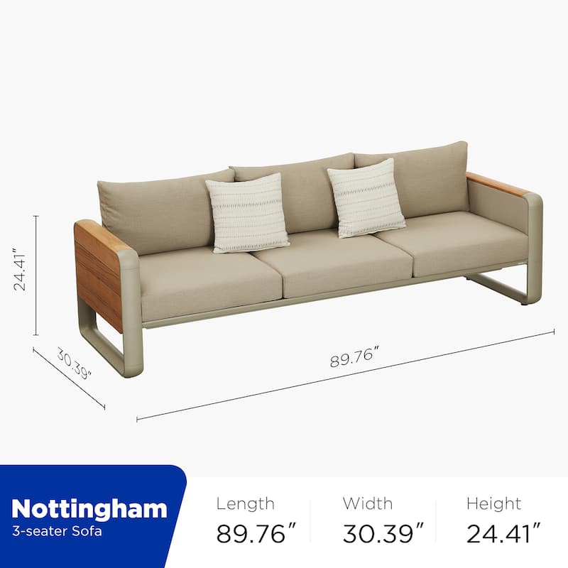 HIGOLD - Nottingham 5 Persons Teak Outdoor Patio Conversation Sofa Set, Amber Powder Coating