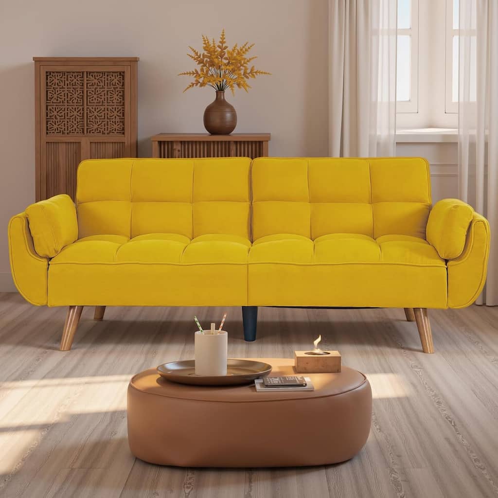 75″ Convertible Futon Sofa Bed, Small Futon Couch with Adjustable Backrest, Sleeper Sofa Couches for Small Living Room, Office