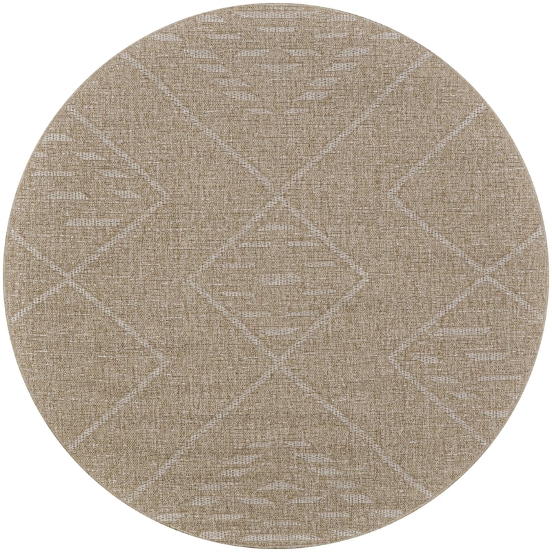 Dream Decor Rugs Triballe Flare Brown Indoor Outdoor Area Rug - 7'10" Round
