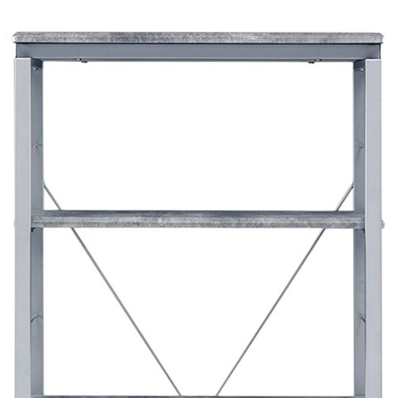 HomeRoots 54" Gray And Silver Metal and Wood Four Tier Etagere Bookcase