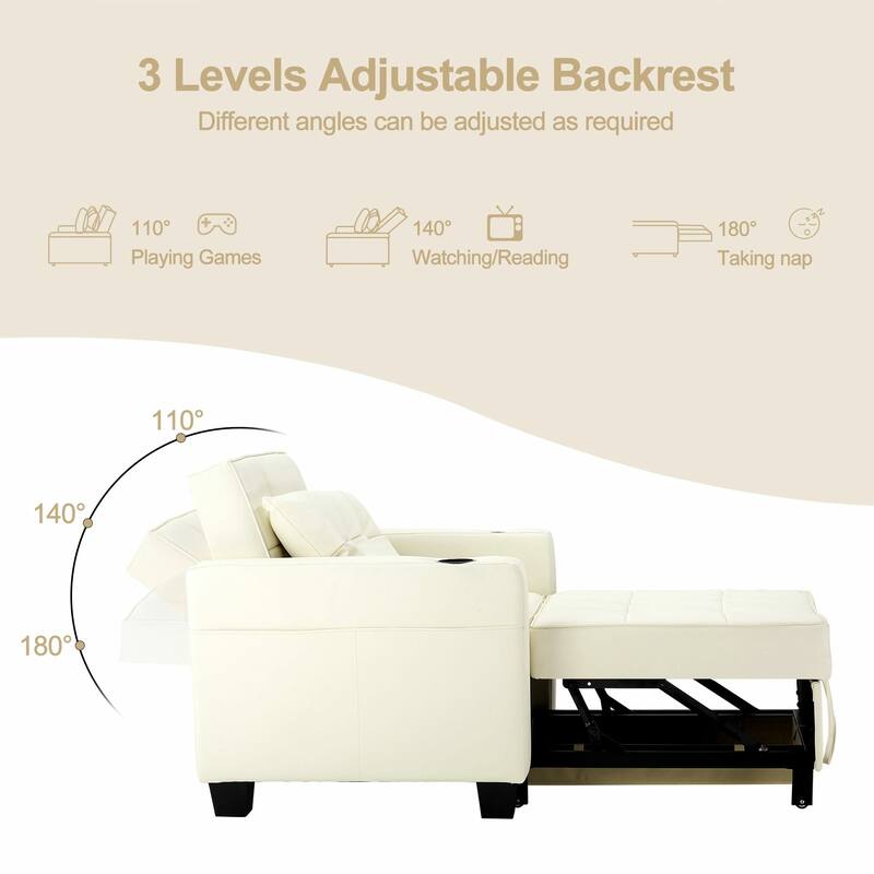Futon Chair Bed Convertible Chair 3-in-1 Pull Out Sleeper Chair Beds for Living Room