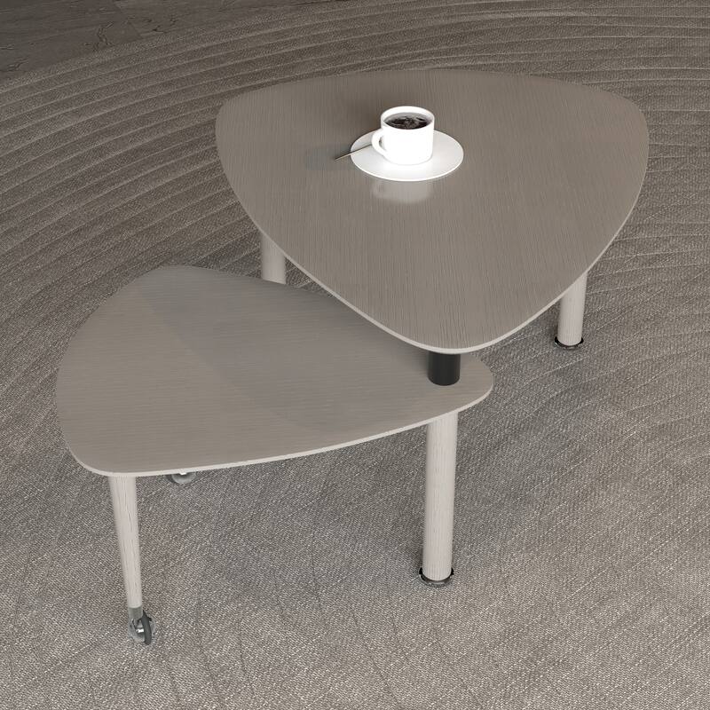 GDFStudio - Vesper 360 Degree Rotatable Nesting Coffee Table with Solid Rubberwood Legs