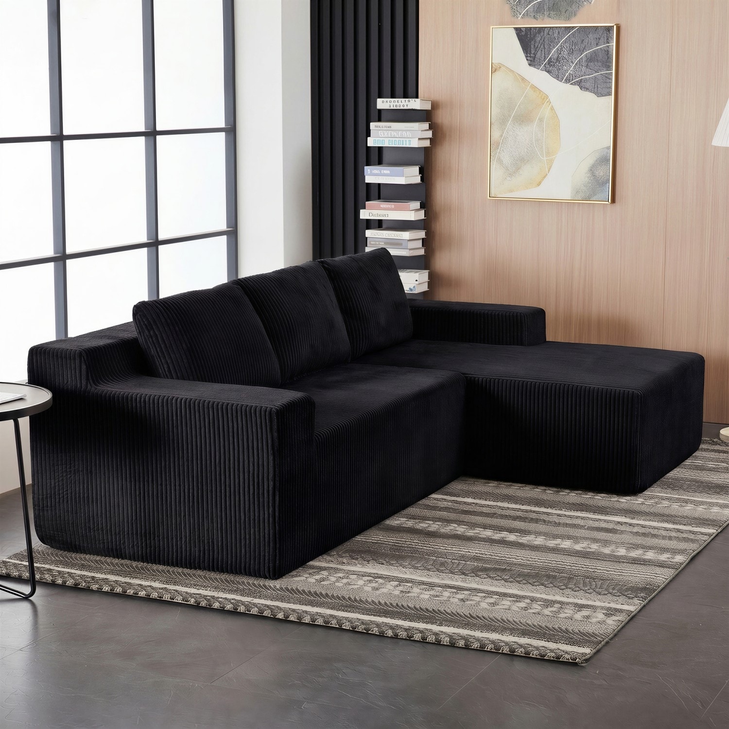 Corduroy Modular Foam-Filled Compressed Sofa L Shaped Sectional Sofa