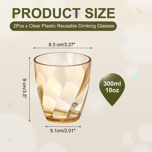 dimension image slide 13 of 18, Clear Reusable Drinking Glasses Diagonal Texture Plastic Cup
