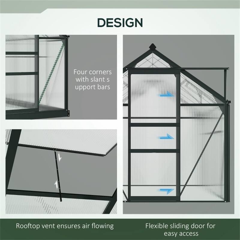 Walk-In Greenhouse for Garden Plants with Reinforced Base and Aluminum Frame