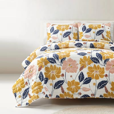 Lush Decor Lucia Abstract Floral Cotton Quilt Set