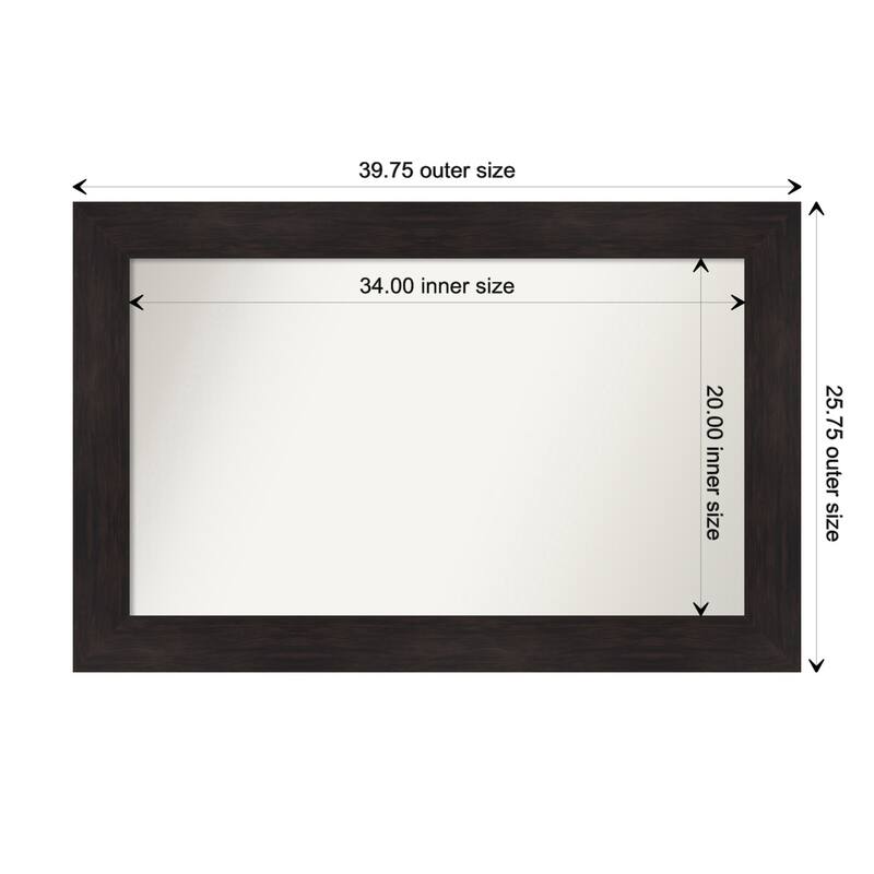 Furniture Espresso Framed Non-Beveled Custom Wall Mirror, Bathroom Vanity Mirror - Outer Size: 39.75 x 25.75