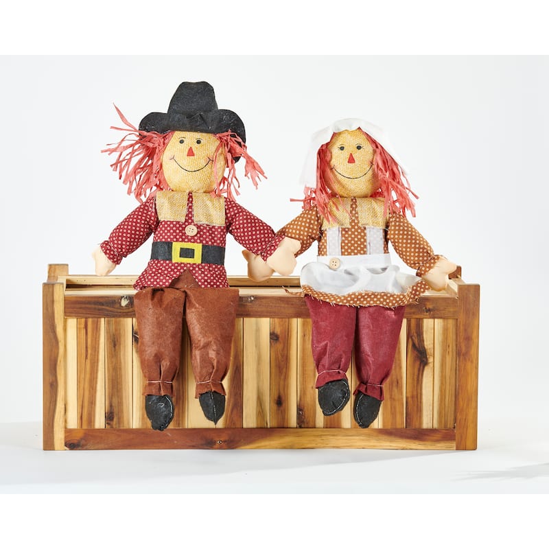 24" Sitting Thanksgiving Pilgrims Figures, Set of 2 - 24