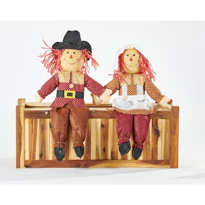 24" Sitting Thanksgiving Pilgrims Figures, Set of 2 - 24