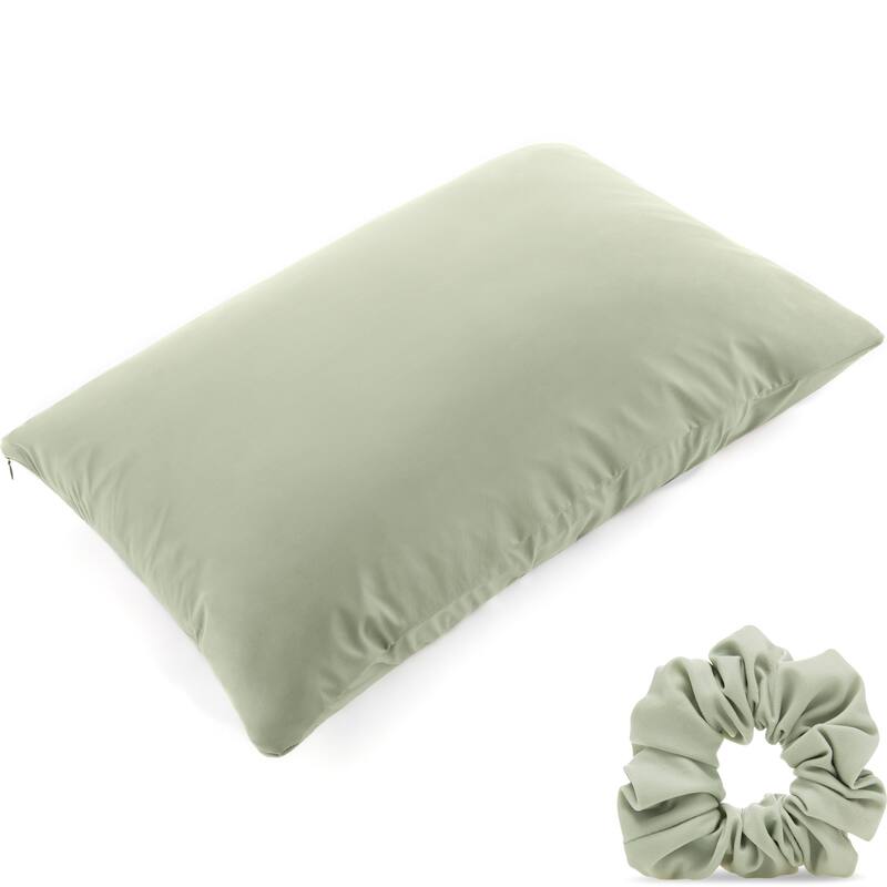 Beauty Pillow Cover Keeps Hair Tangle Free and Bonus Matched Scrunchie - Cadet Grey - Standard - 20" x 26"