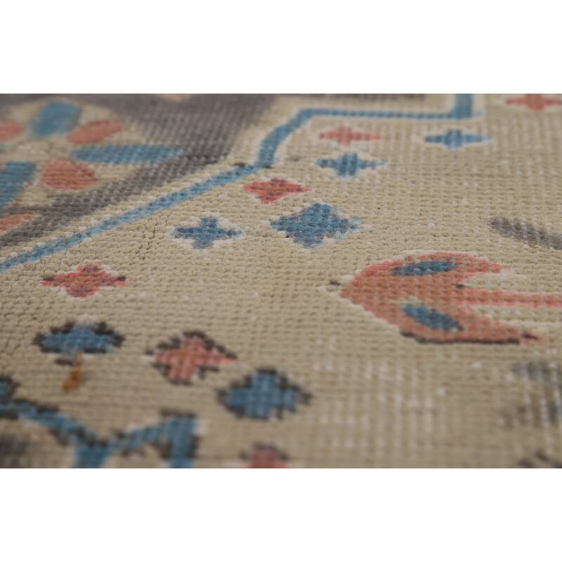Geometric Tabriz Persian Rug Handmade Beige Wool Carpet - 8'2"x 10'9"