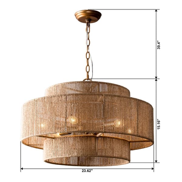 Lusteria 24" Gold 2-Tiered 6-Light Farmhouse Chandelier - Brown