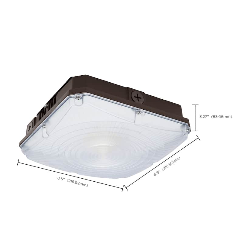 8.5 Inch LED Field Selectable Canopy Fixture 25/30/40W 3K/4K/5K CCT - Bronze