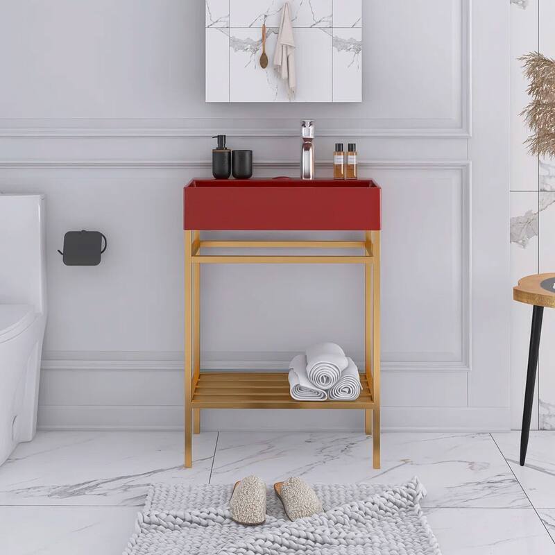24" Freestanding Bathroom Vanity with Ceramic Sink - 23.62'' x13.98'' x 33.46''