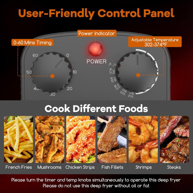 Costway 3 Liter Electric Deep Fryer 1700W Oil Fryer with Detachable