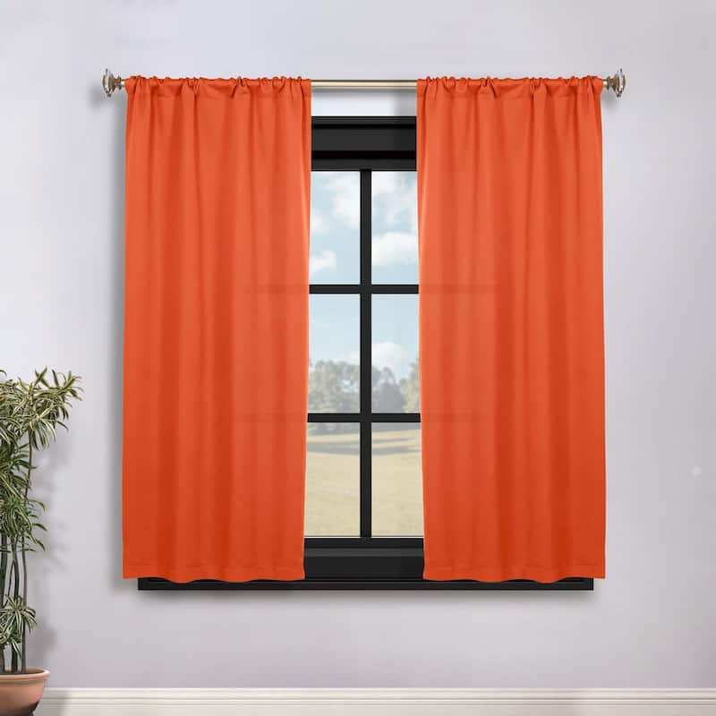 Superior Solid Machine Washable Room Darkening Semi-Blackout Curtains, Set of 2
