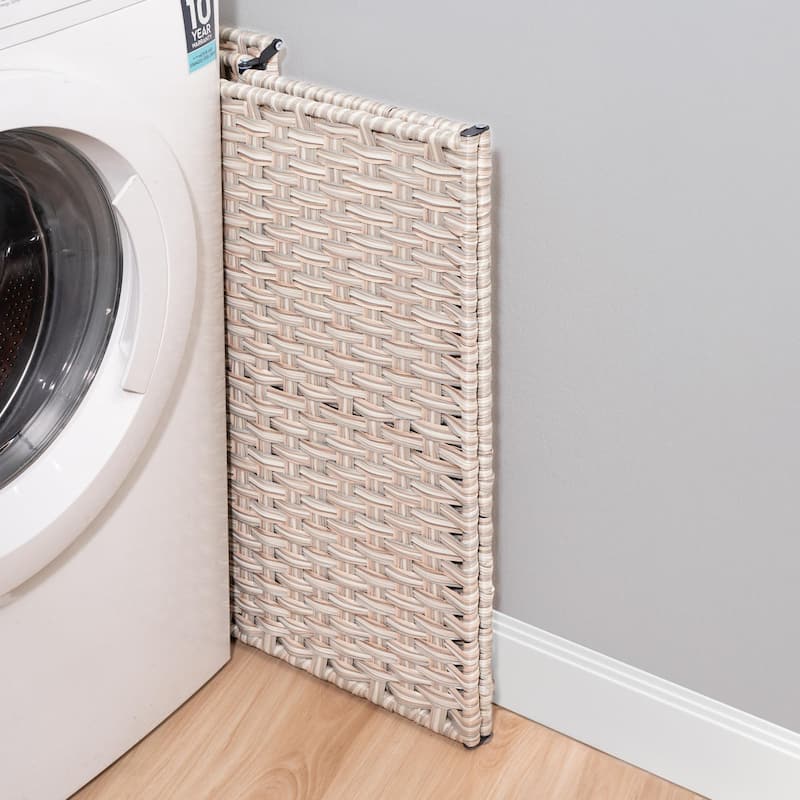 Laundry Hamper with Wheels, 160L Rattan Hampers & 2 Removable Liner Bags, Laundry Basket with Lid - 27"Lx 13.38"W x 26.18"H